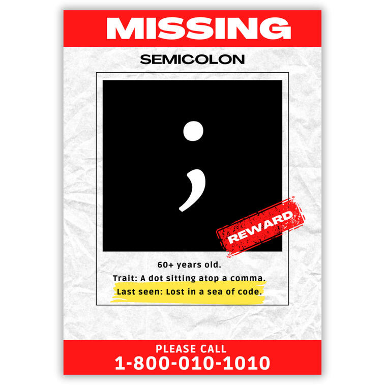Missing Semicolon Missing Semicolon
