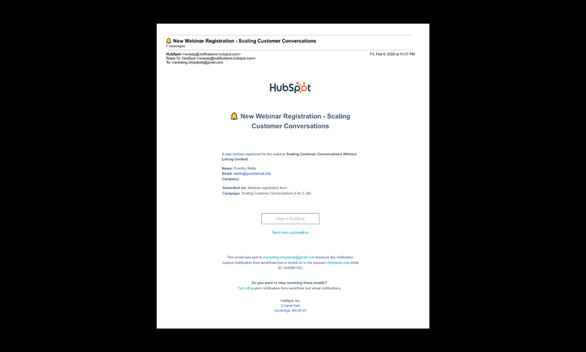 Internal Notification Email
