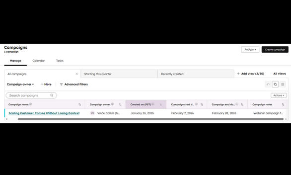 Campaign List View